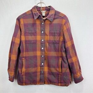 Duluth Trading Co. Folklore Flannel Quilt Insulated Shirt Jacket Plaid Large